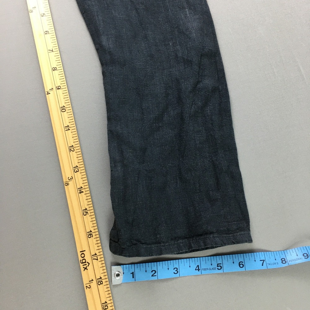 Bryn Walker Linen Midi Dress Women L Dark Grey Long Sleeve Lagenlook Summer USA - Picture 10 of 16